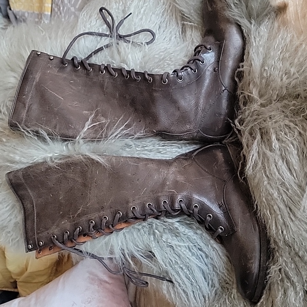 Frye Tall zip-up Boots with Lace-up detail 6.5